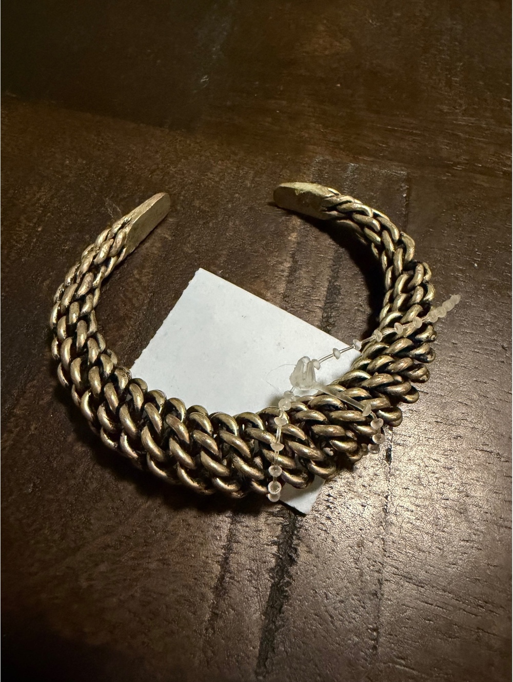 Vintage Chunky Chain Cuff Bracelet in Antique Gold Tone